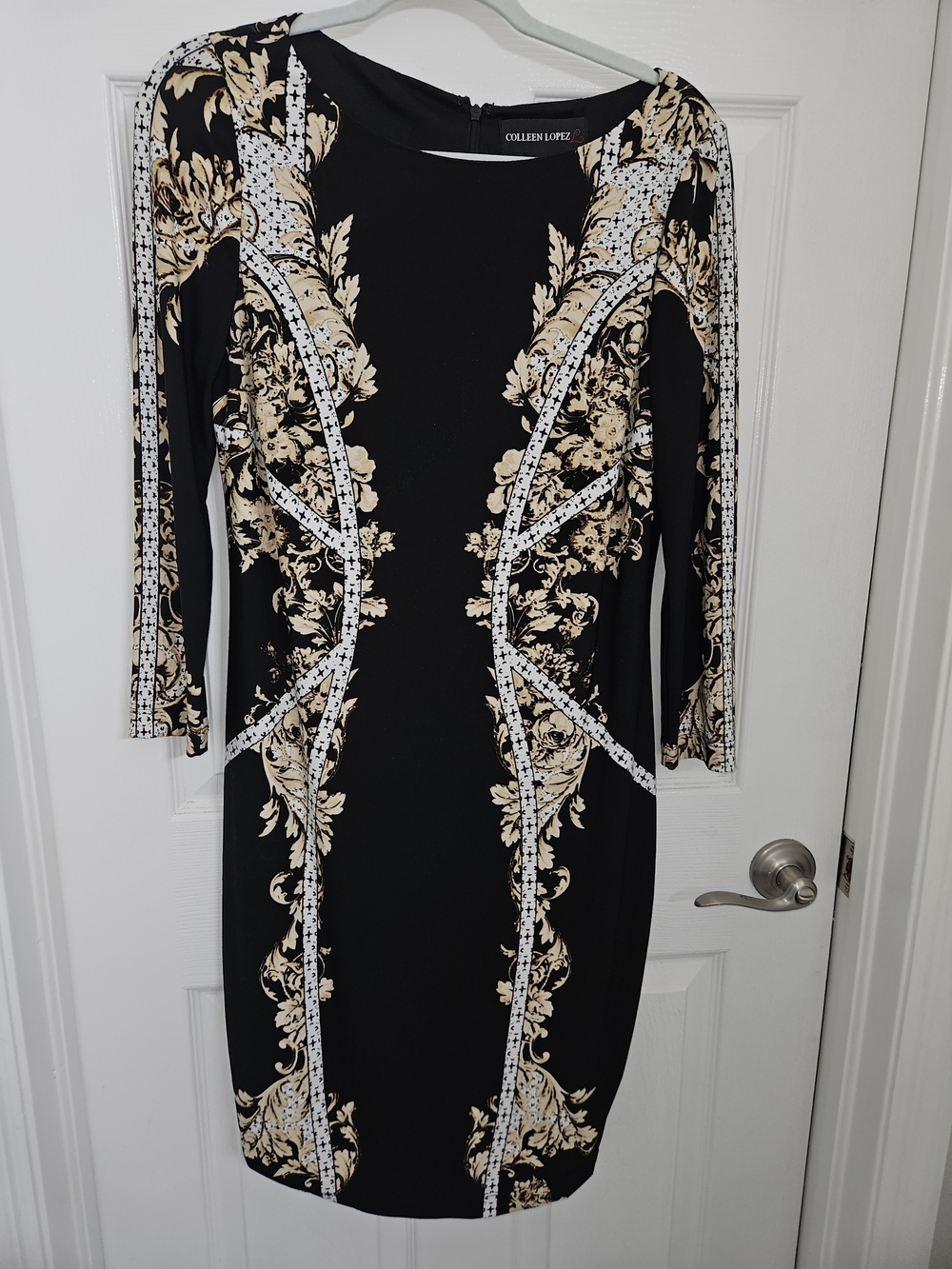 Colleen Lopez Black Gold Floral Cocktail Party Dress Med - Picture 5 of 10